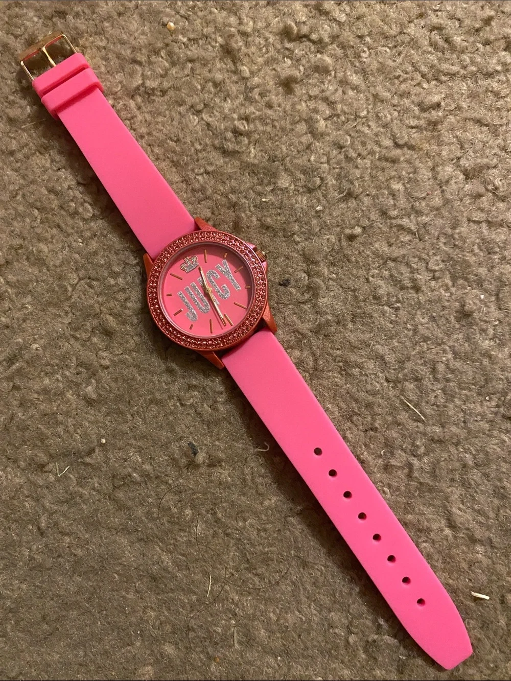 Juicy Couture Pink Silicone Crystal Accent Watch